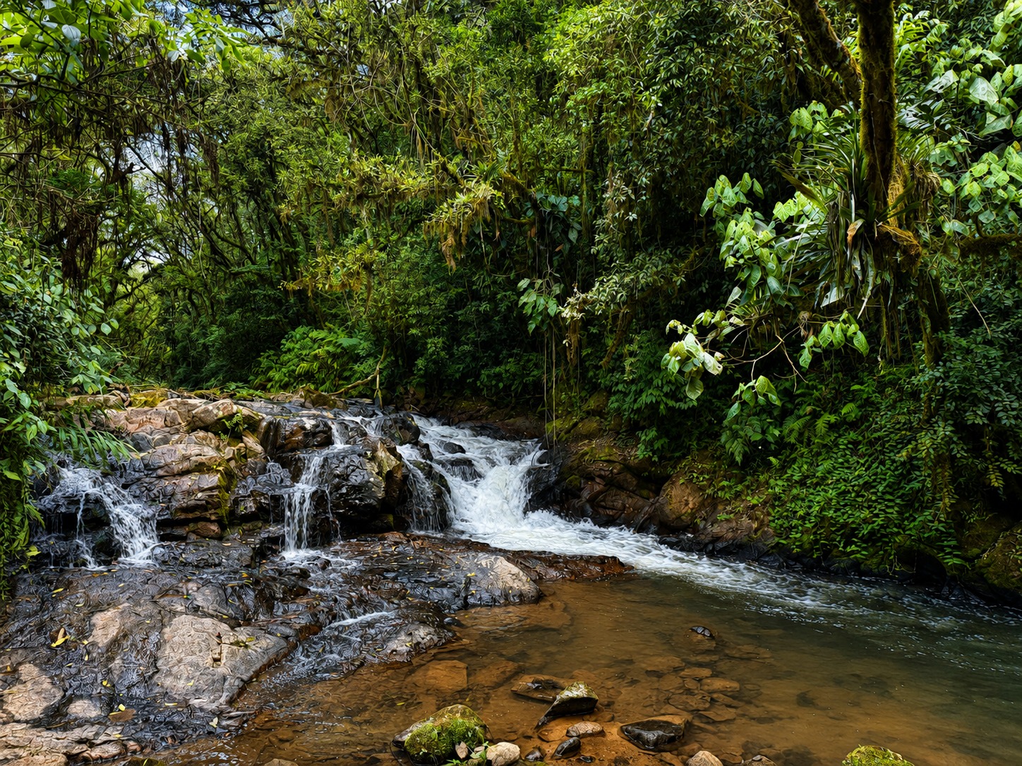 Cachoeira e corredeiras do rio na Leo's Eventos e Chalés, Bateias, Campo Largo-PR